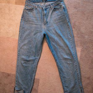 Nasty Gal High Waisted Split Hem Straight Leg Jeans Sz 10